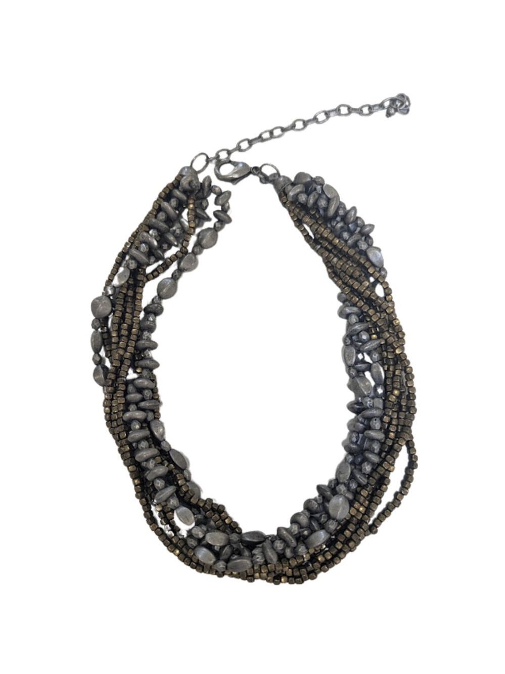 Dark Fairy Beaded Necklace | Smoky Stone & Antique Gold Mystic Soft Goth Jewelry